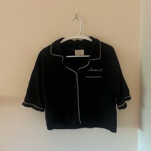 P&CO linen bowling button up top- UK 12